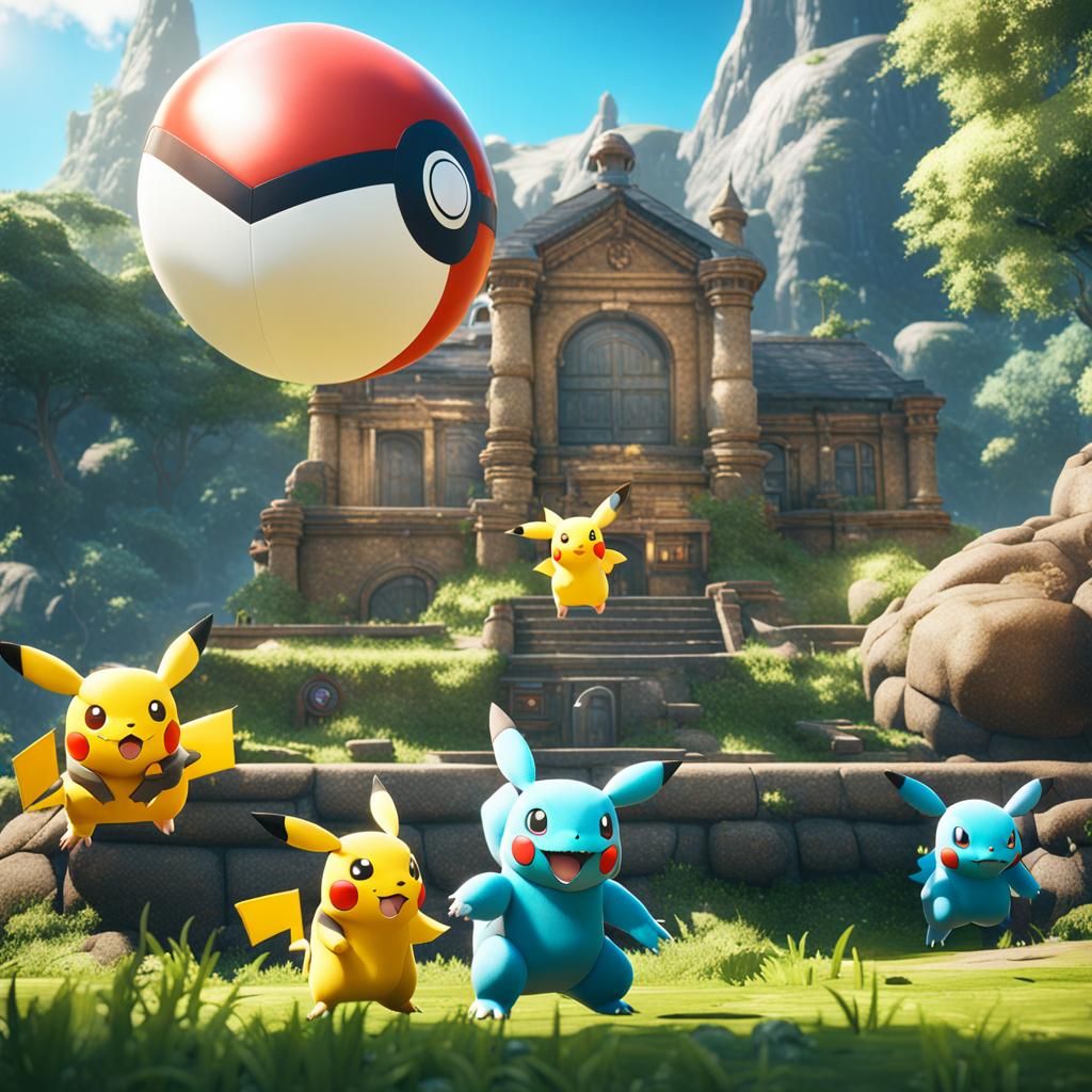Team Pokemon in 3D Game Cinematic Style