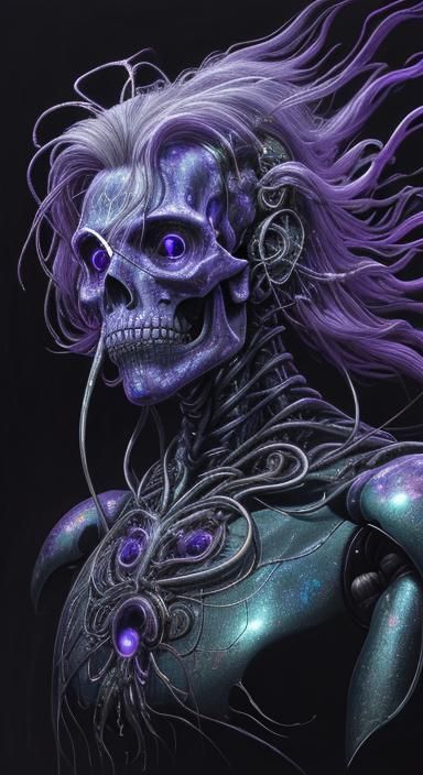 Surreal Elephant Seal Emerges in Bioluminescent Robot Skull