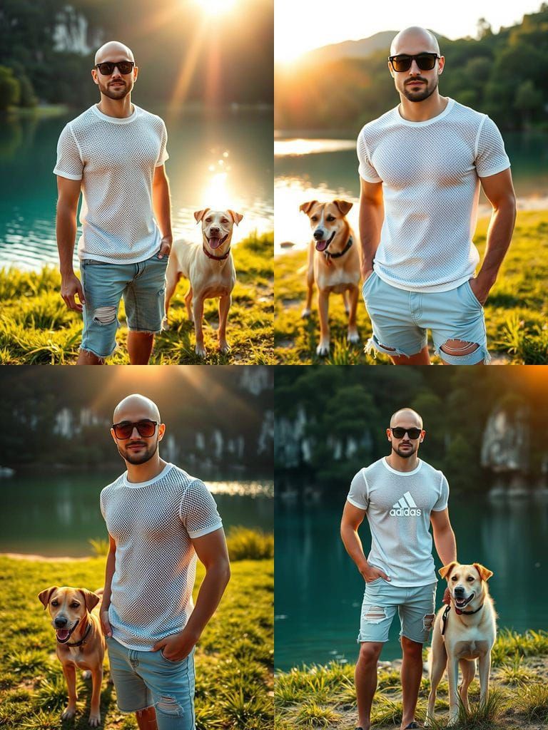 Young Man Poses Confidently on Plitvice Lakes Beach