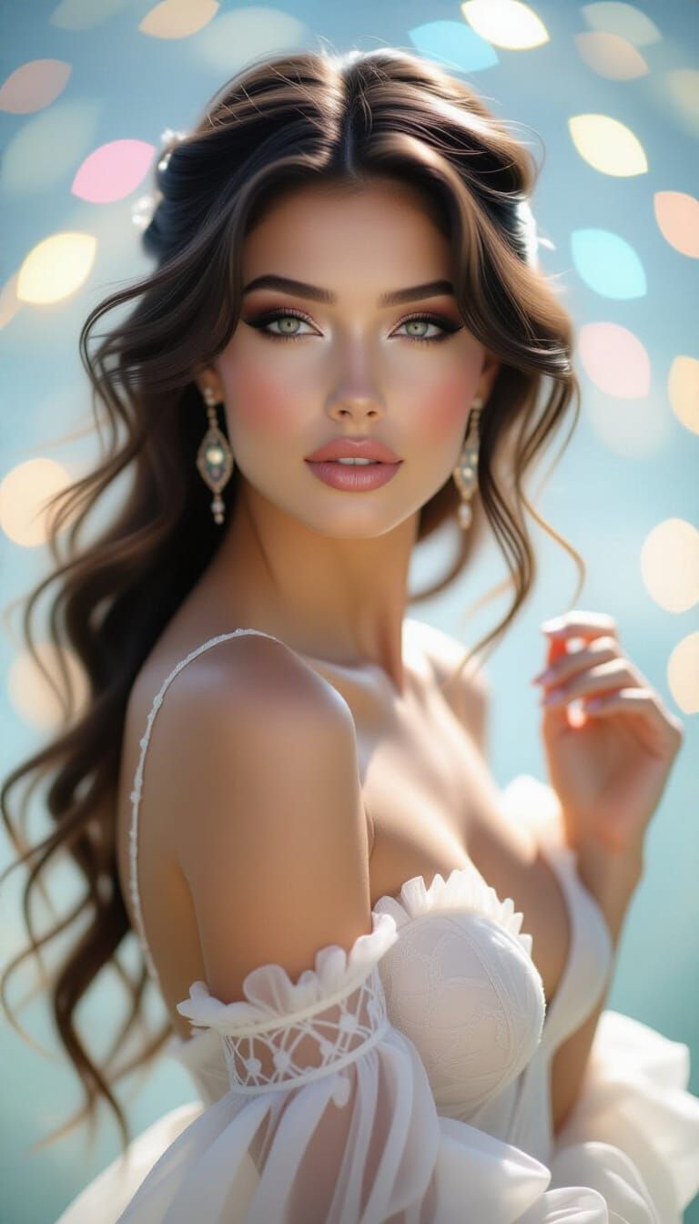 Sexy Fantasy Woman Portrait in Volumetric Light