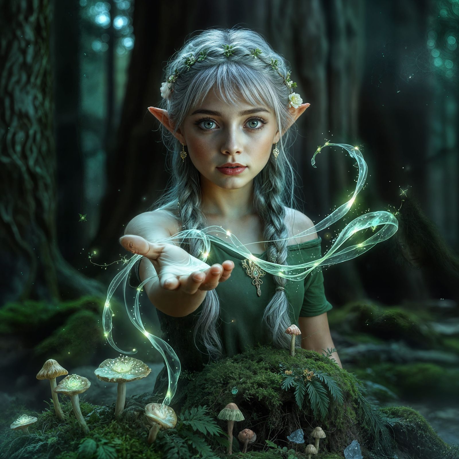 Enchanted Elvish Princess in Whispers of Ancient Forest