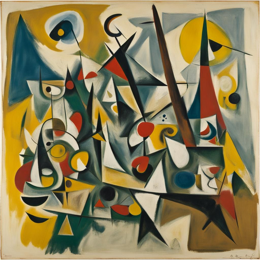 Abstract Biomorphic Painting in Expressionist Style