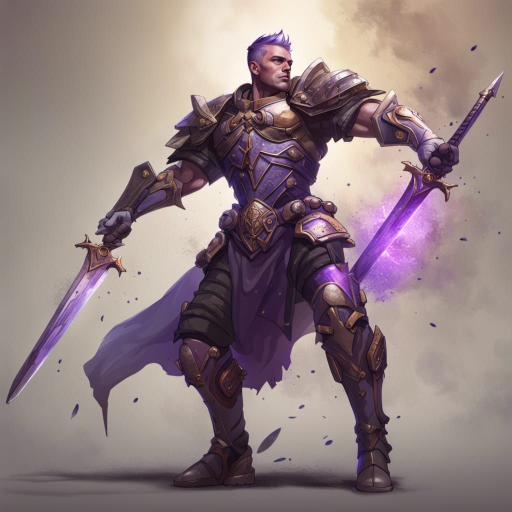 Aasimar Paladin with Claymore: Hyperrealistic Splash Art