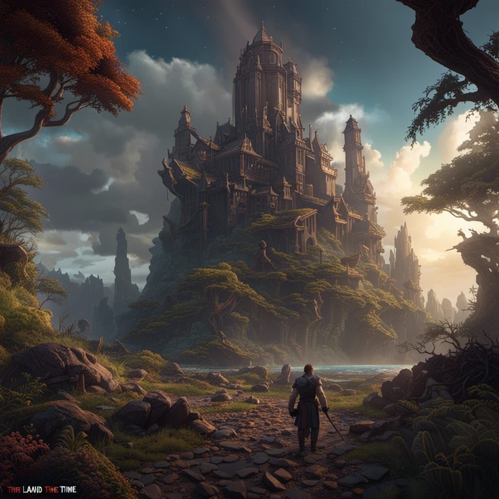 Dark Fantasy Landscape in Purple and Yellow