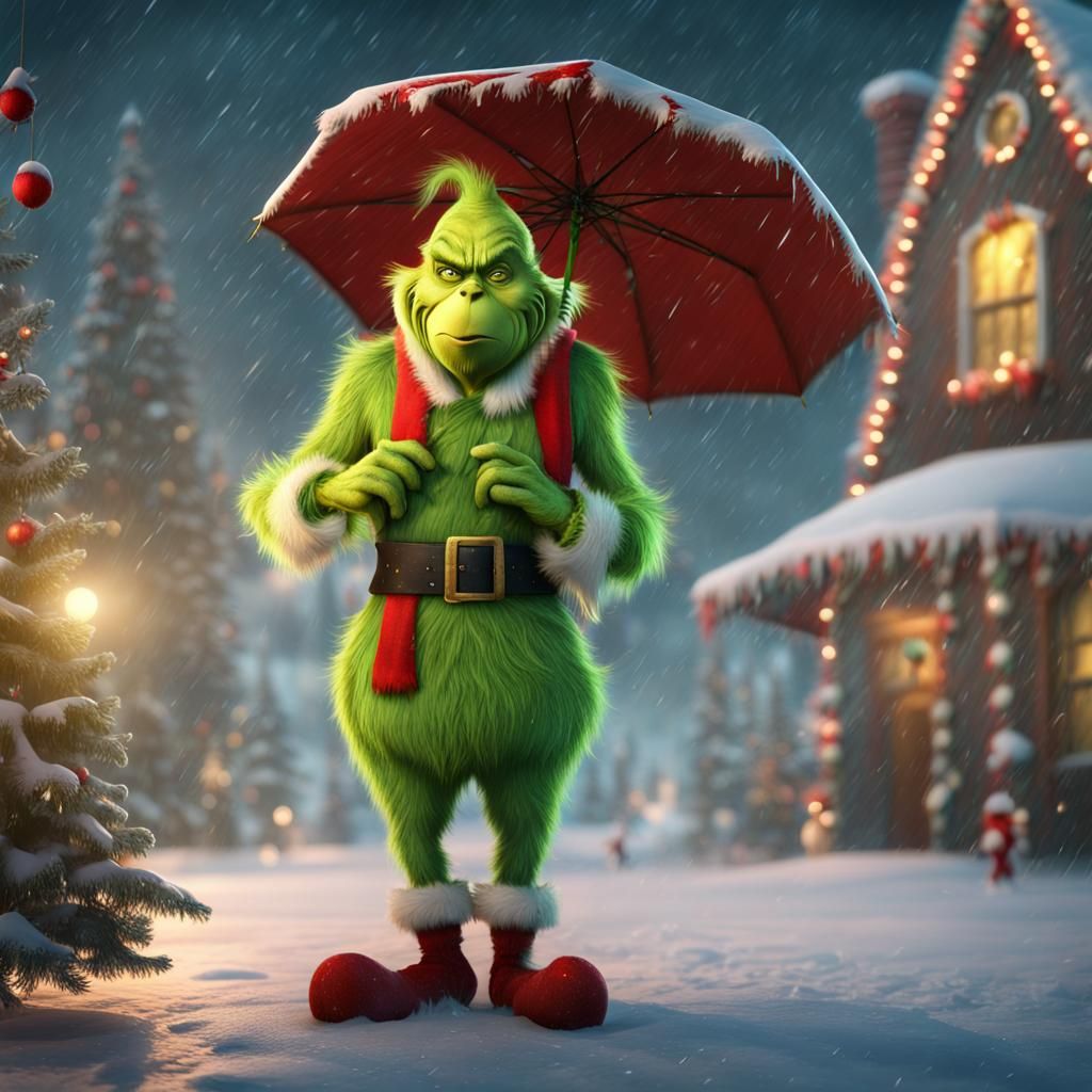 The Grinch and Santa Claus at North Pole