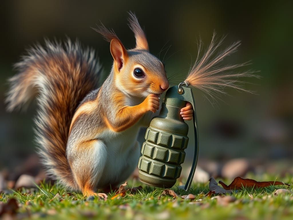 Squirrel Tries to Crack Hazardous Object