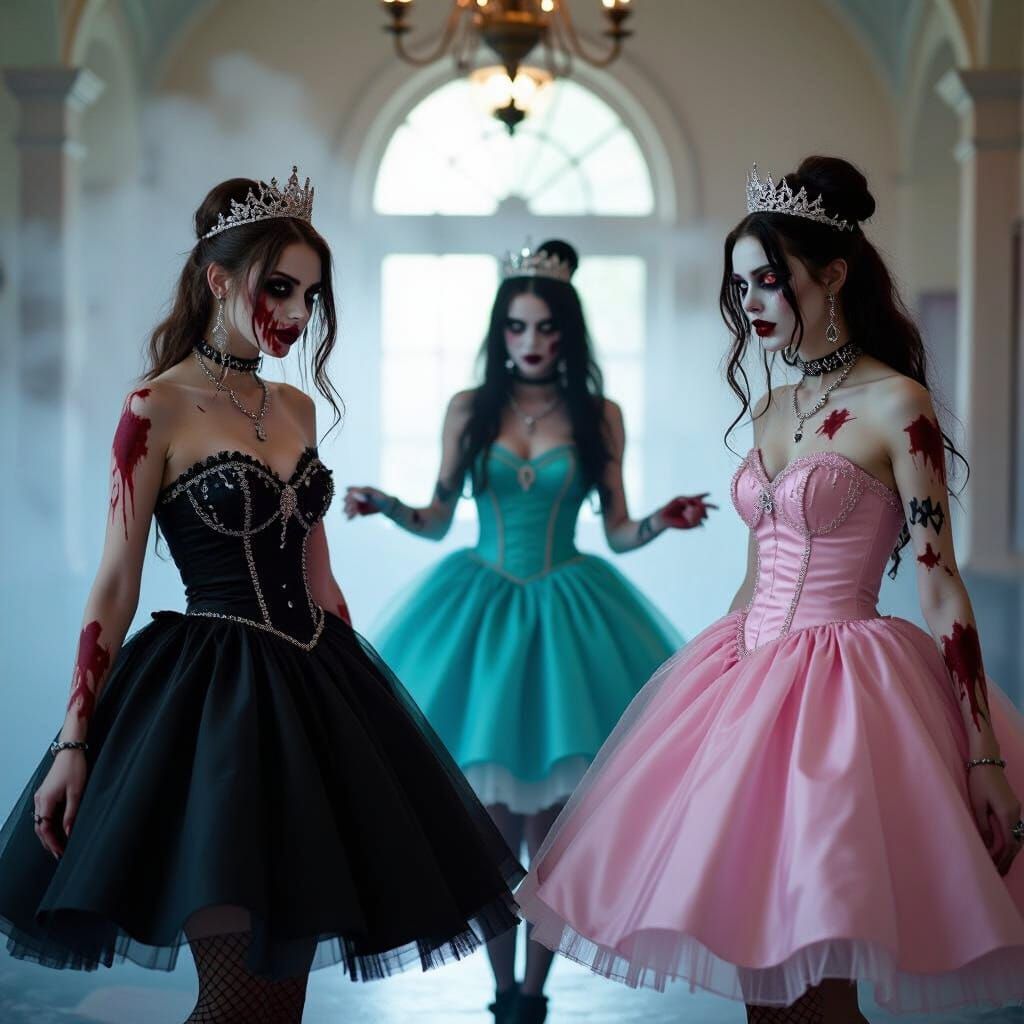 Zombie Prom Queens Dance in Goth Dresses