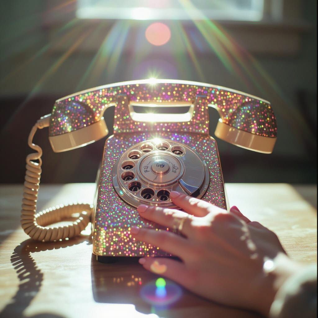 Sparkling Rotary Phone on Disposable Camera