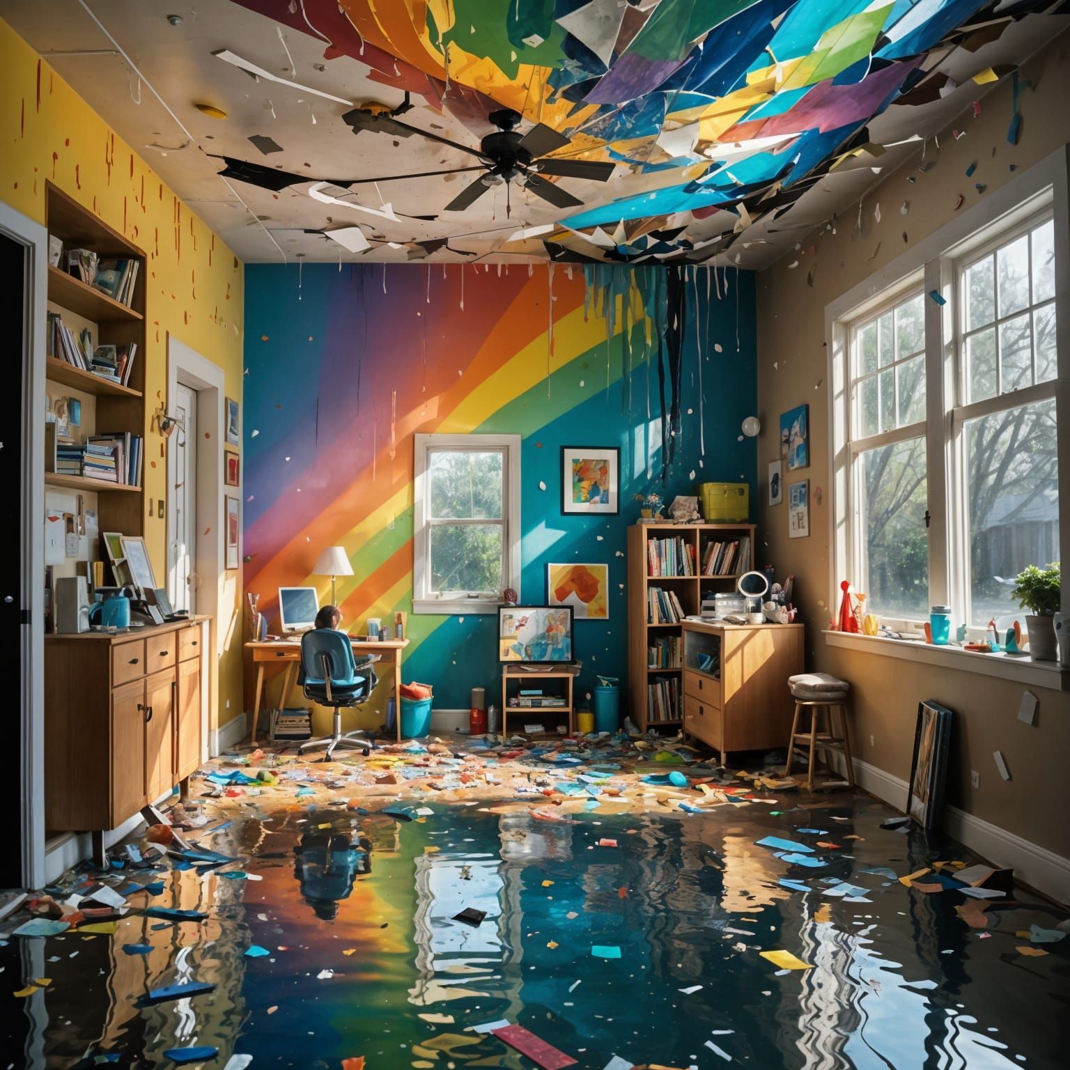 Flooded Rainbow Living Room: An Abstract Vision