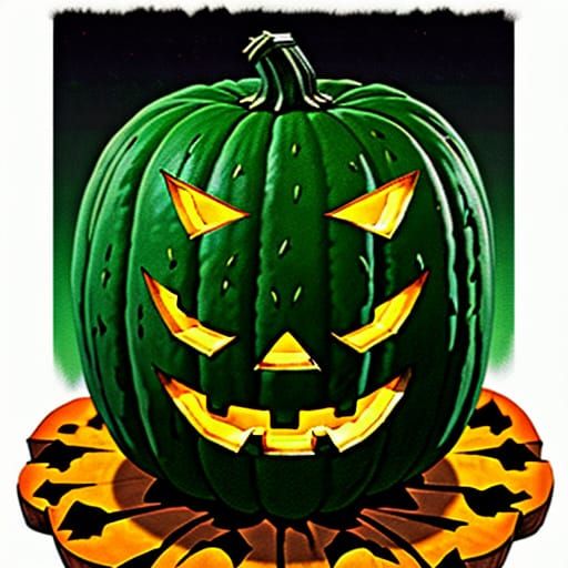 Cactus Pumpkin Carving Outline in Anime Style