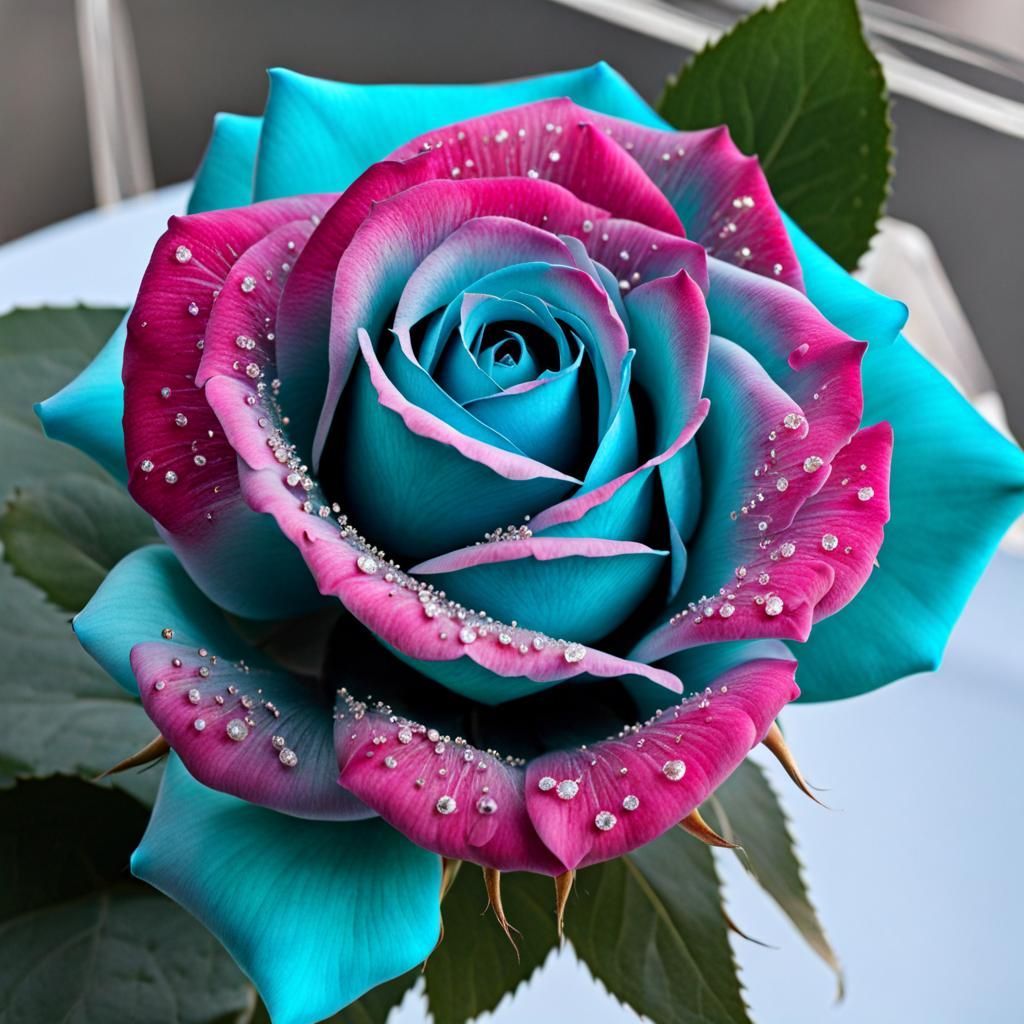 a gorgeous crystal cyan rose