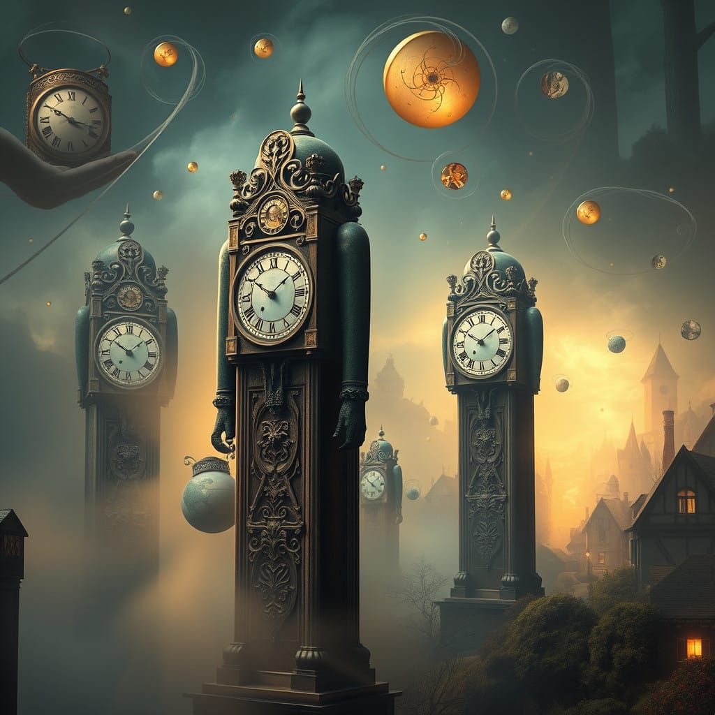 Metaphysical Surrealist Dreamscape in Golden Light