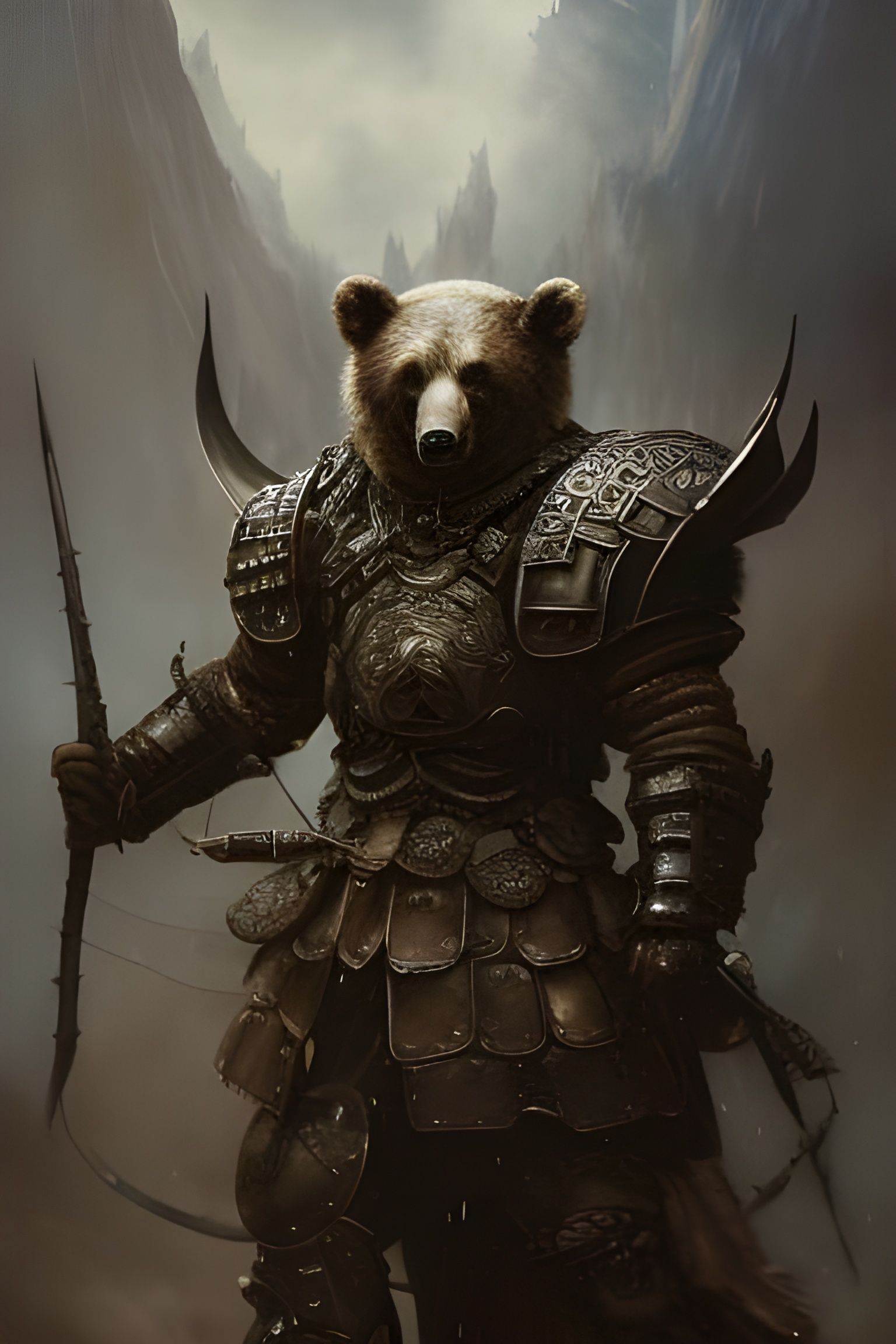 Armored Bear Warrior in Dark Fantasy Art