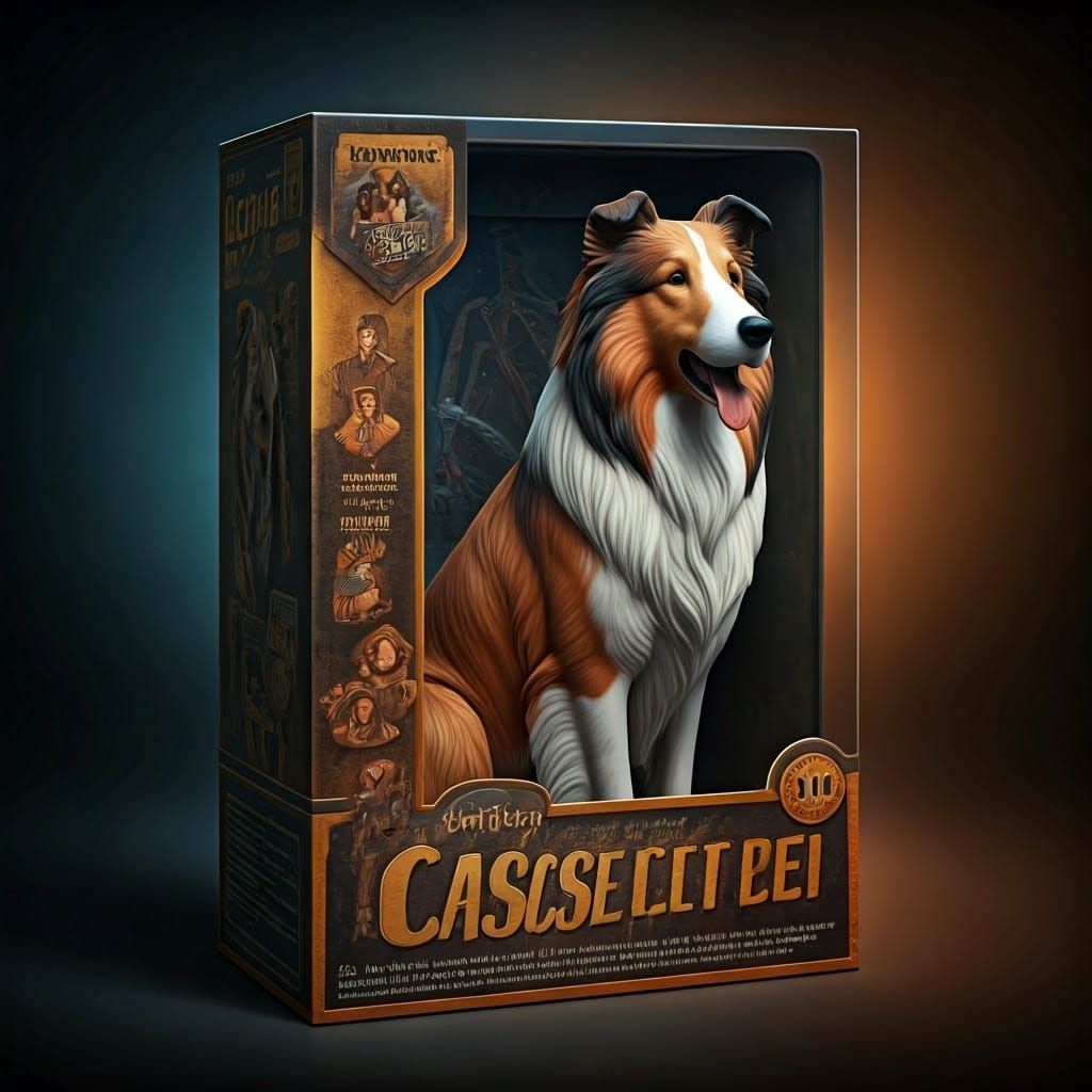 Hyperrealistic Collie Action Figure in a Box