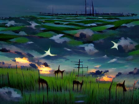 Twilight Savannah Under Starry Skies