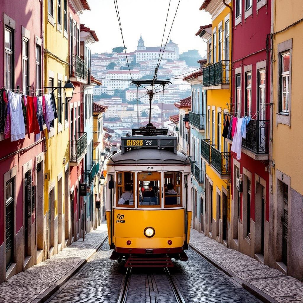 Lisbon's Alfama Tram in Cinematic Style