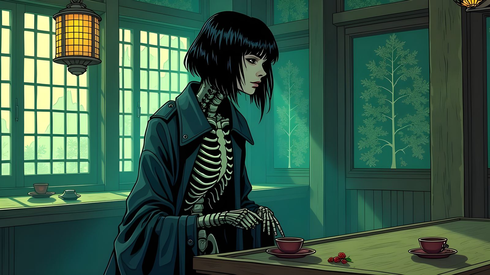 Magitek Assassin in Eldritch-Cyberpunk Style