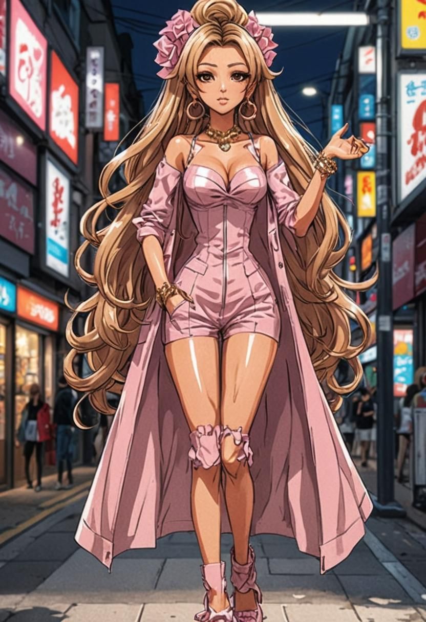 Trendy Gyaru Fashion in Anime Style