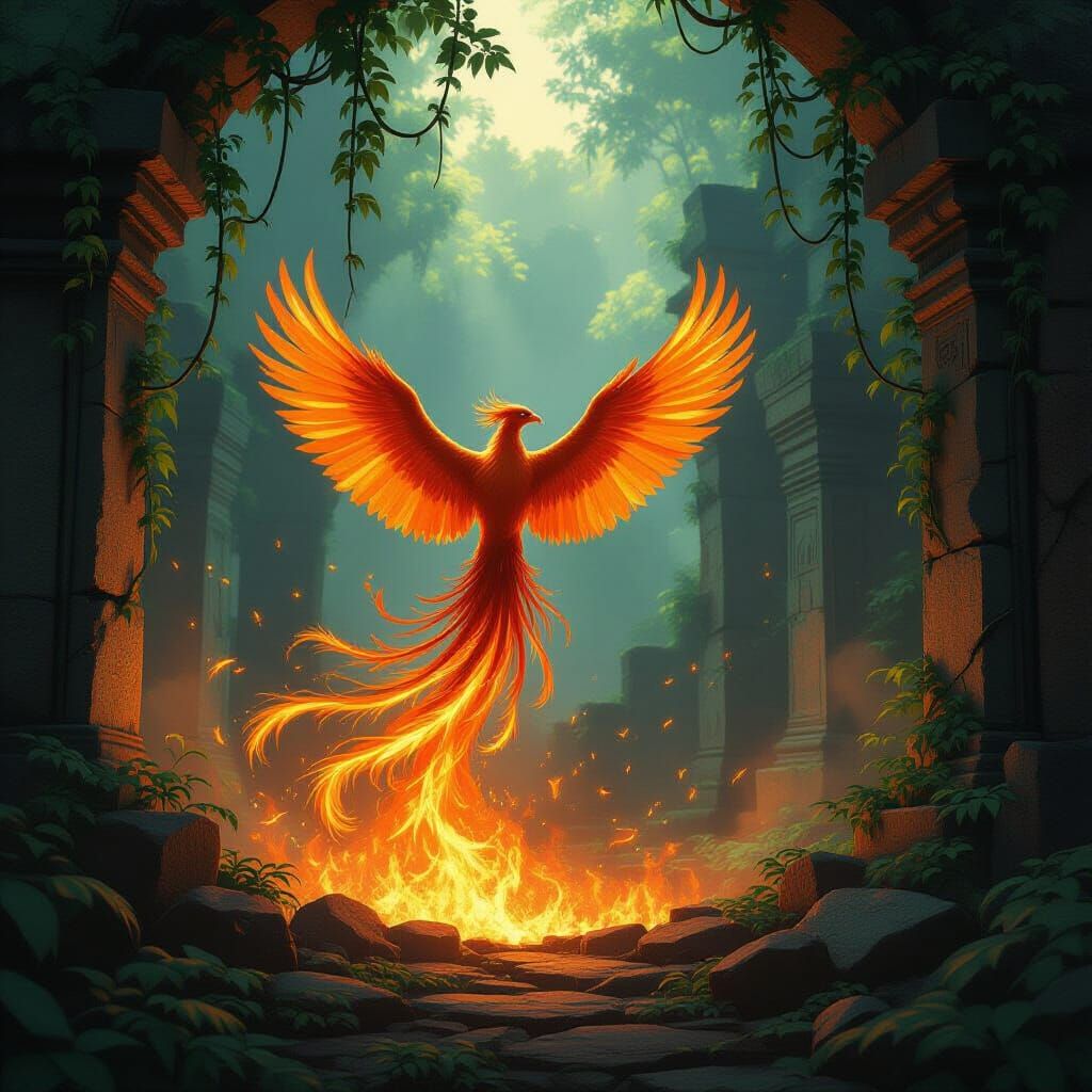 Phoenix Rises From Overgrown Temple Ashes