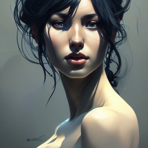 Detailed Portrait with Dynamic Lighting, Art Nouveau Style