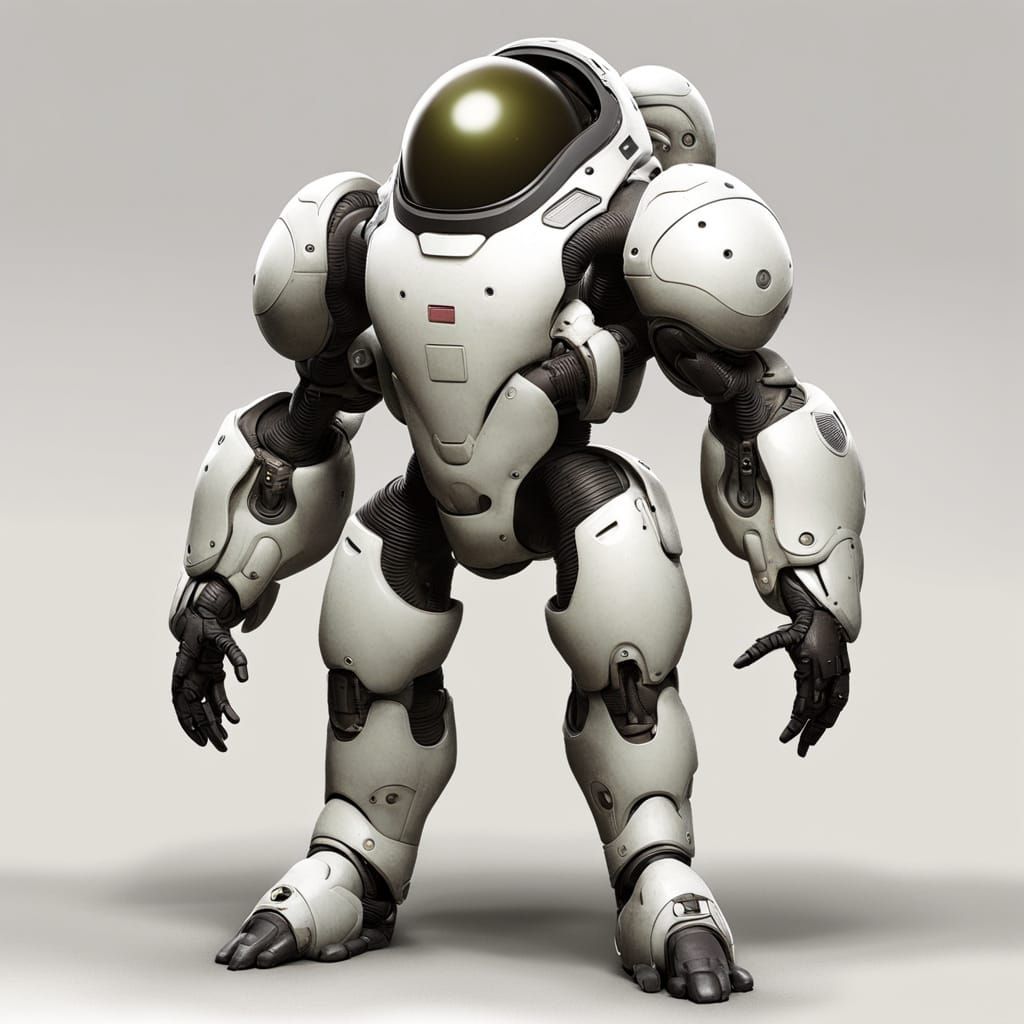 Future Combat Spacesuit in Distorted, Egg-Like Shape