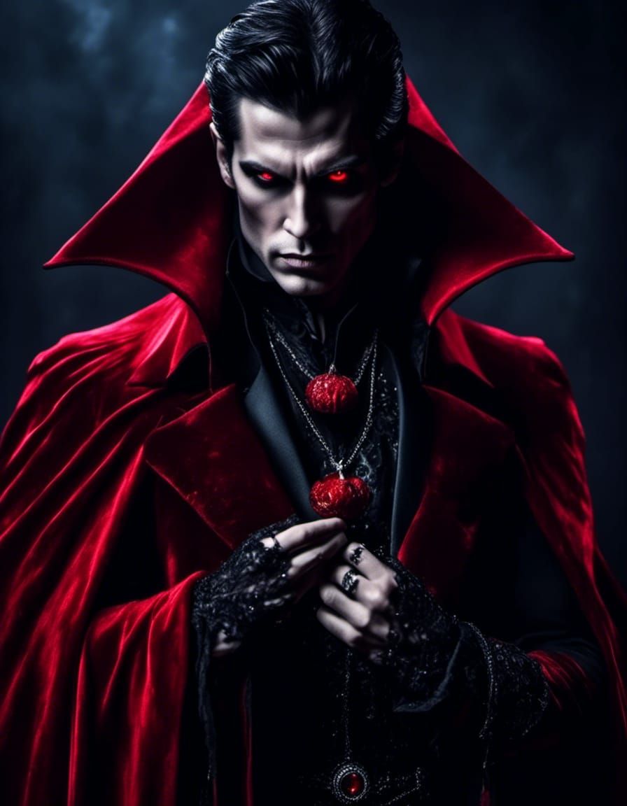 Gothic Vampire in Black and Red, Dark Fantasy
