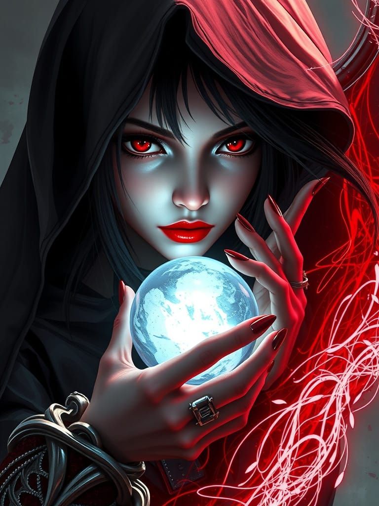 Anime Grim Reaper Woman in Triadic Colors