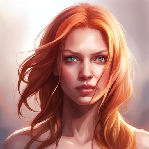 Redhead Portrait in Art Nouveau Style