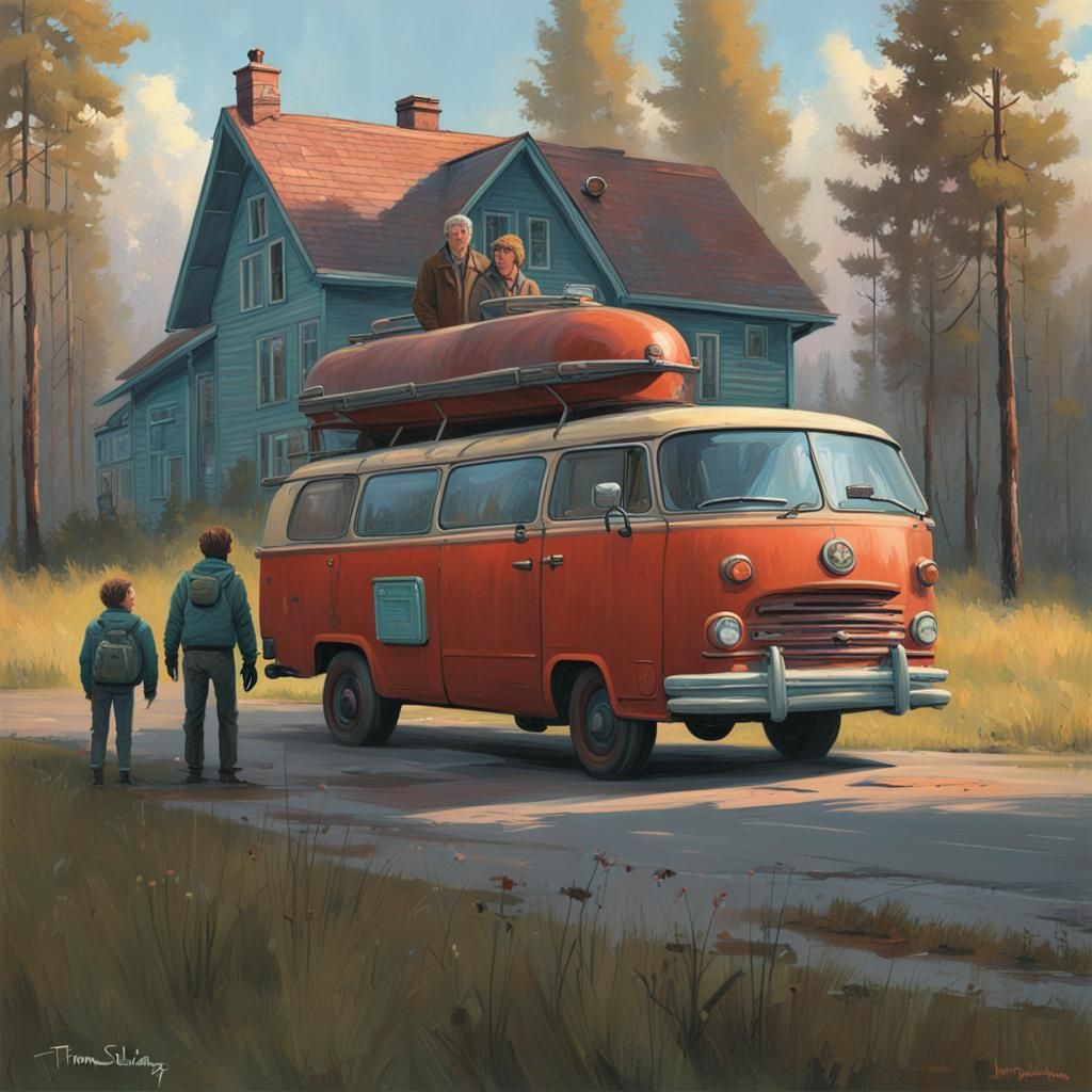 Futuristic Family Vehicle in Digital Landscape Style