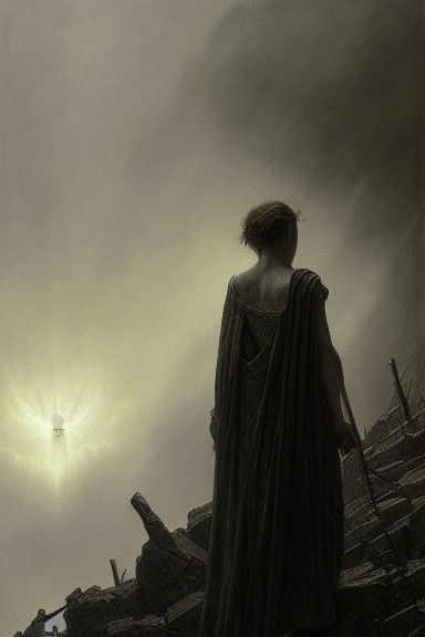 Cursed Angel Survivor: Charcoal Horror Drawing