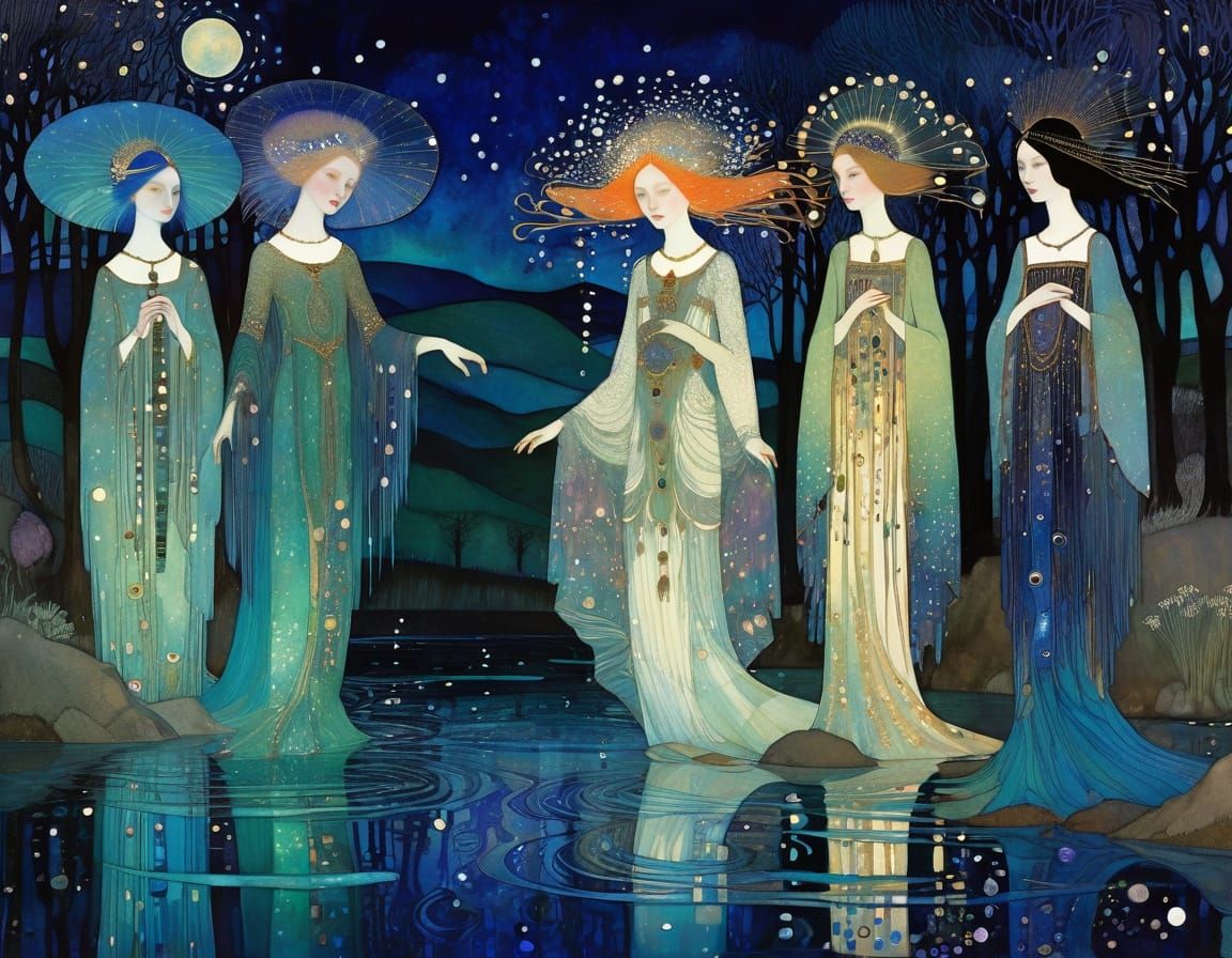 River Nymphs in Dreamlike, Sparkly Style
