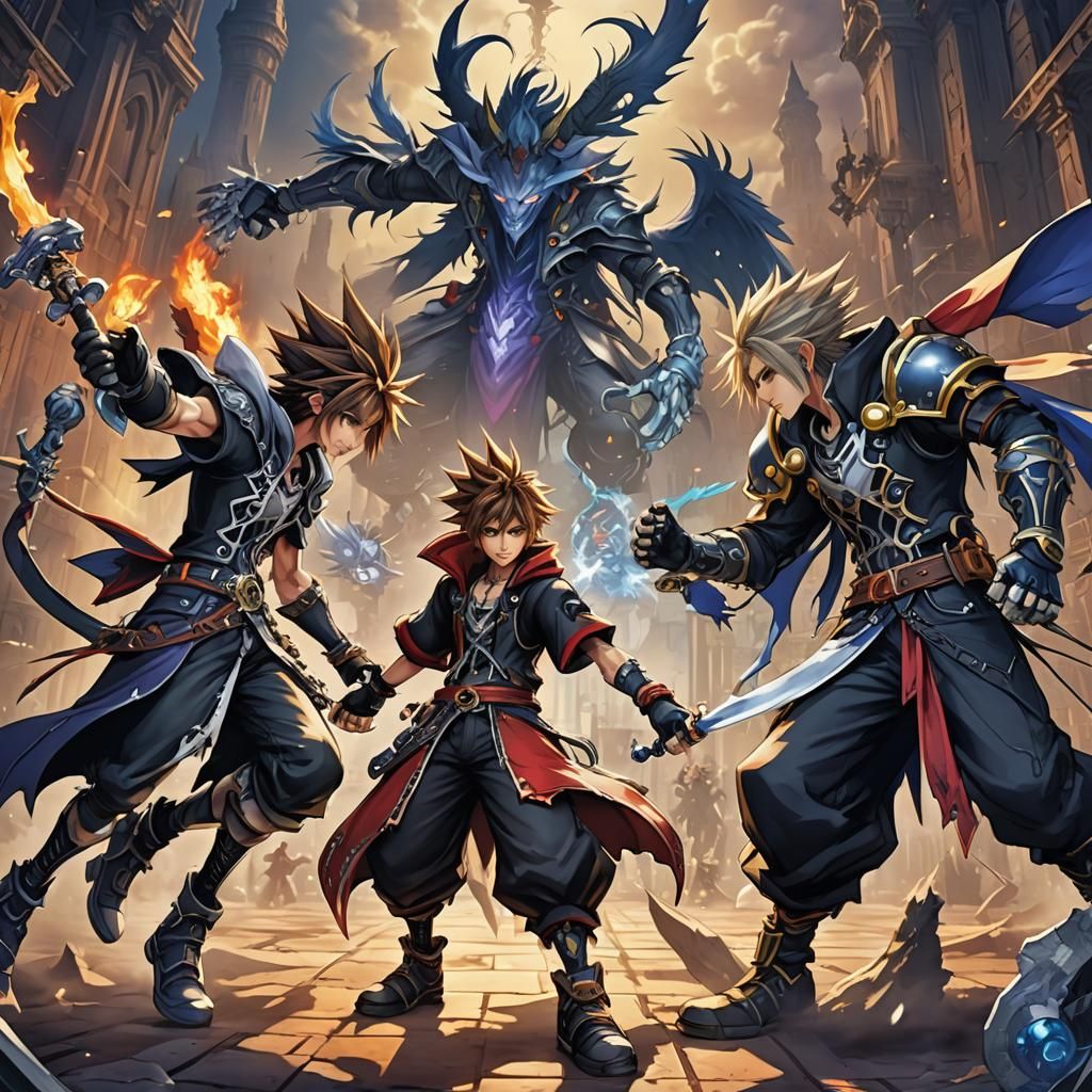 Anime Villains Clash in Fantasy Kingdom Hearts Style