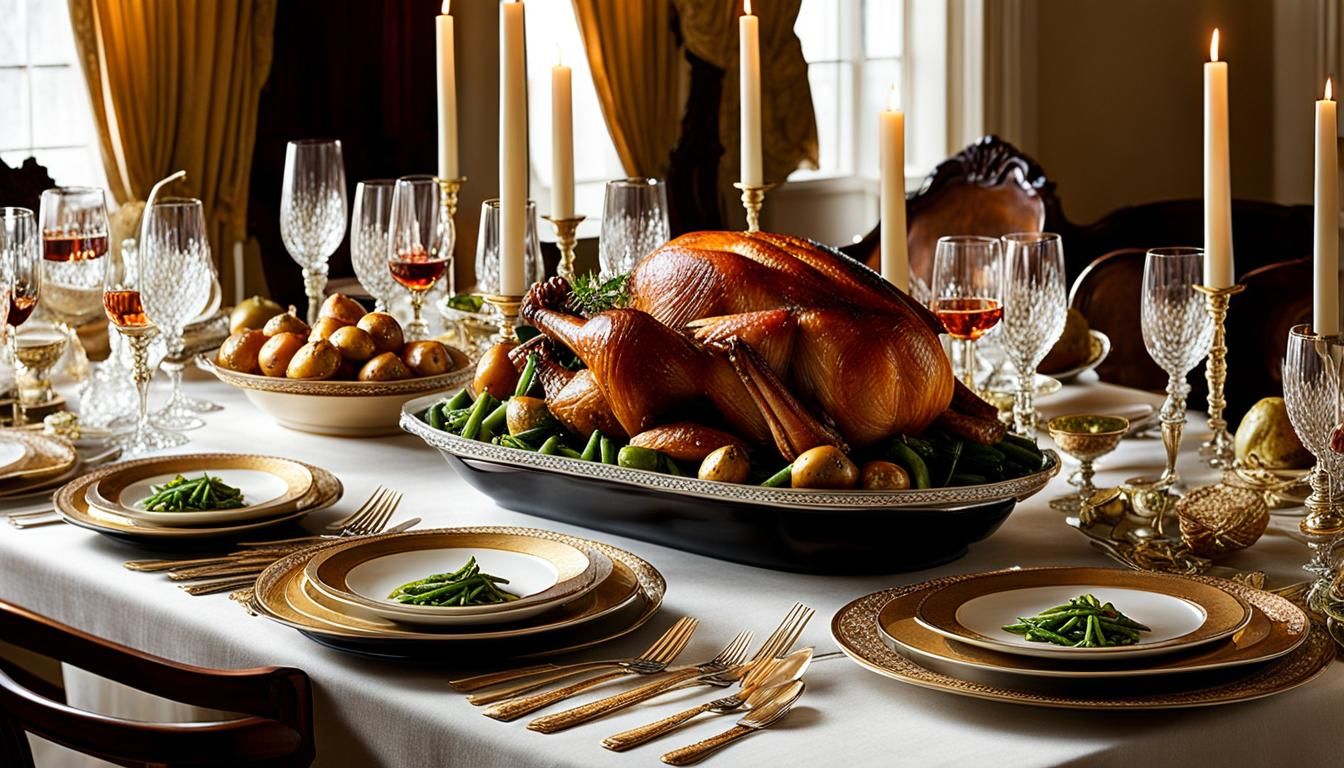 Lavish Thanksgiving Table in Mansion Dining Room