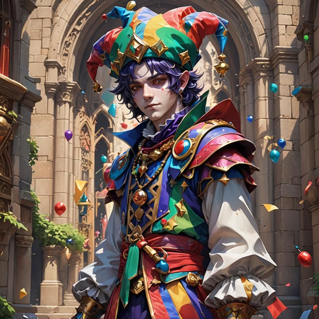 Colorful Jester in 3D Anime Style