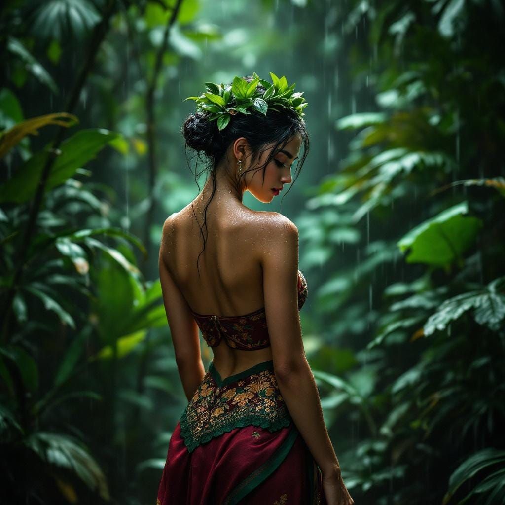 Rainforest Woman in Traditional Dress
