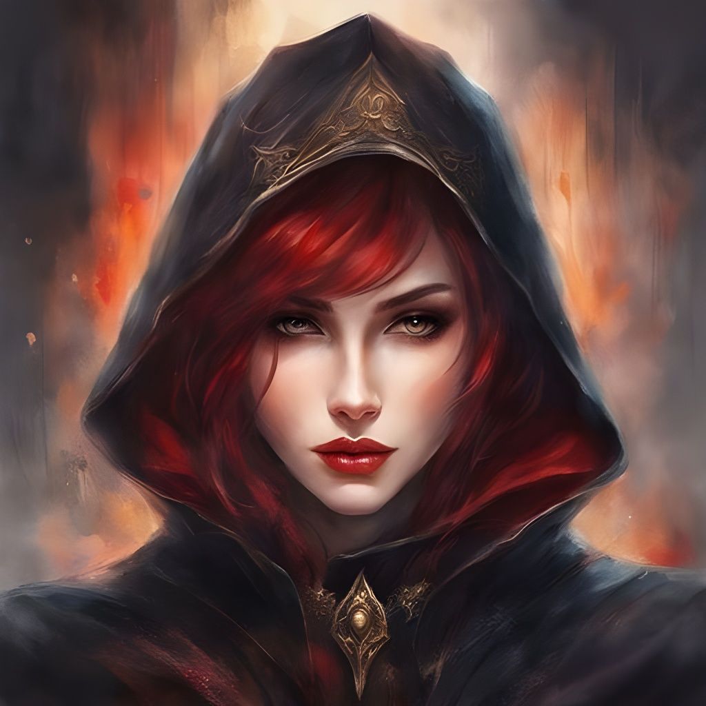 Beautiful Gothic Mistress Portrait in Watercolor Style