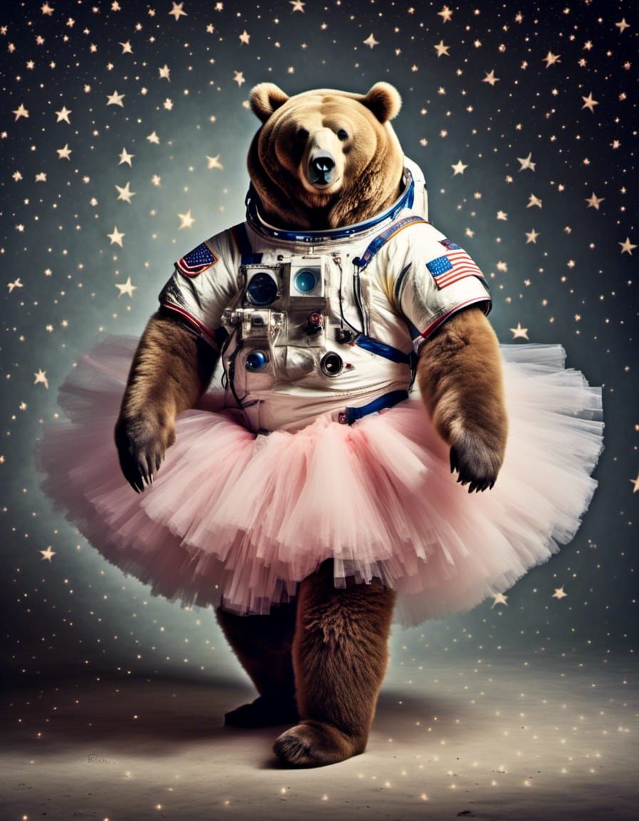 Astronaut Bear Ballerina in Space Tutu
