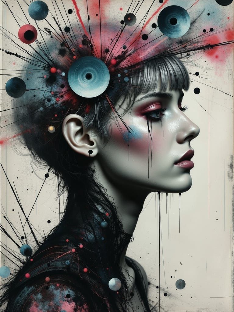 Abstract Gothic Woman Portrait in Surreal Style