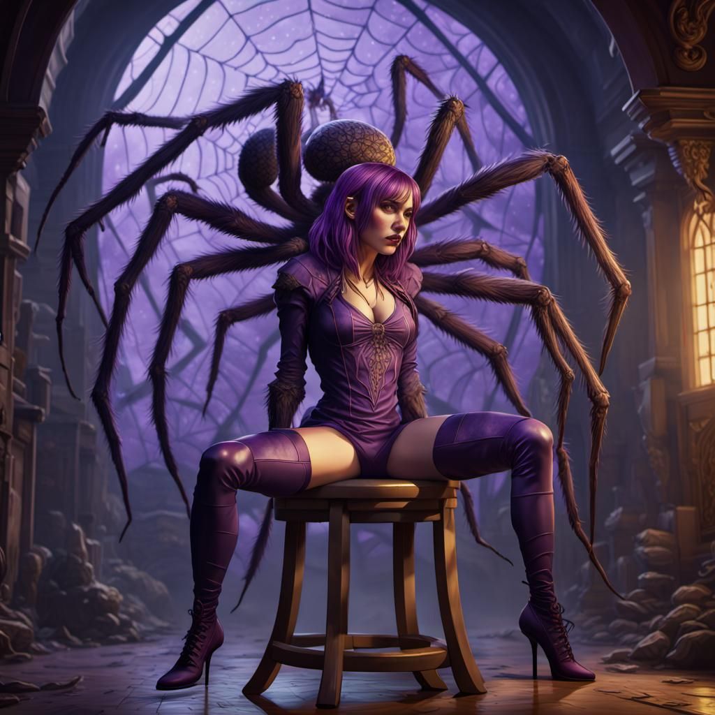 Gothic Girl and Spider: Dark Fantasy Art