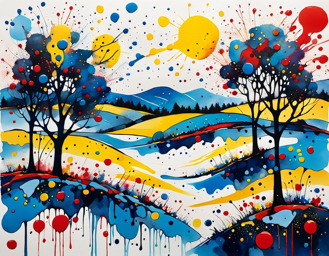 Dreamy Ink Landscape Inspired by Abstract Expressionism