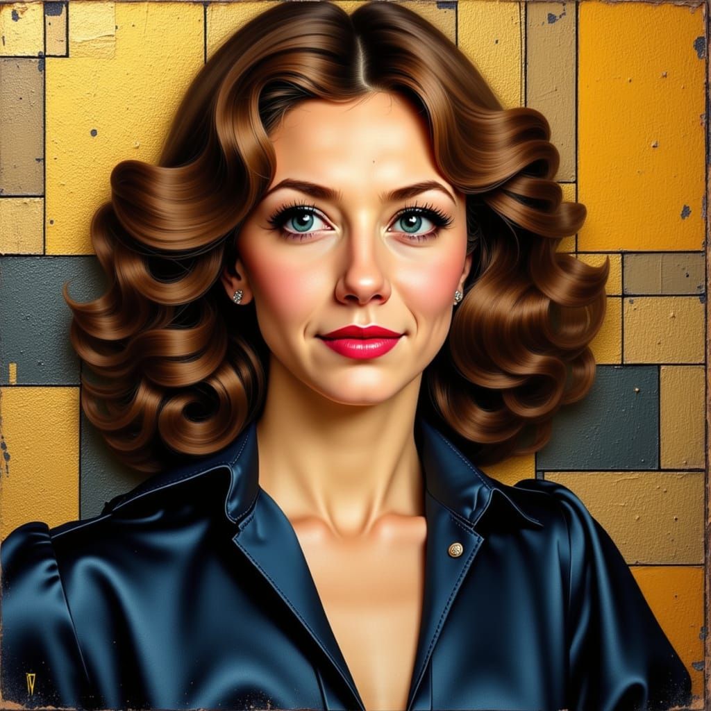 Cubist Portrait of a Woman with Blue Eyes