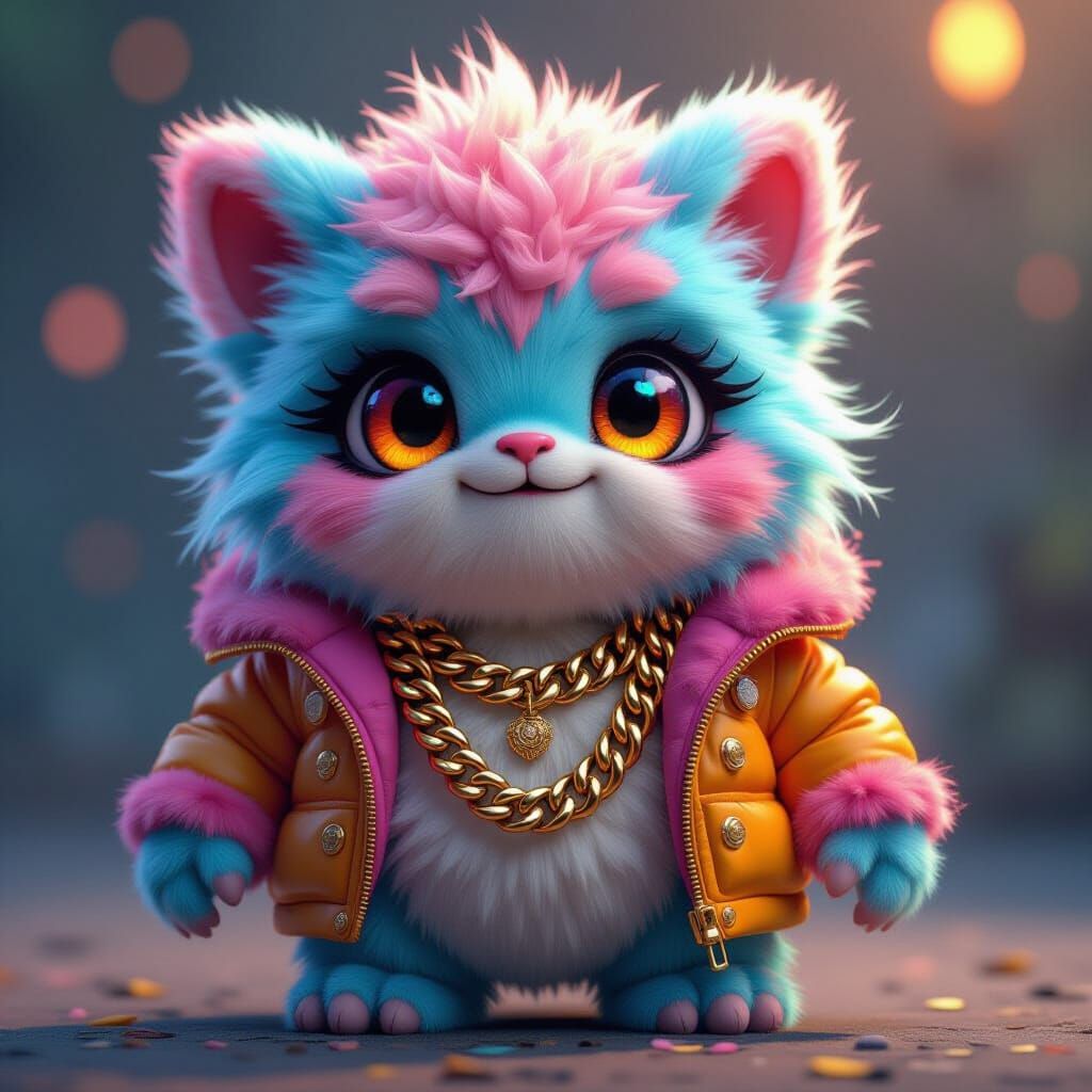 Hyperdetailed Fluffy Monster Portrait in Art Nouveau Style