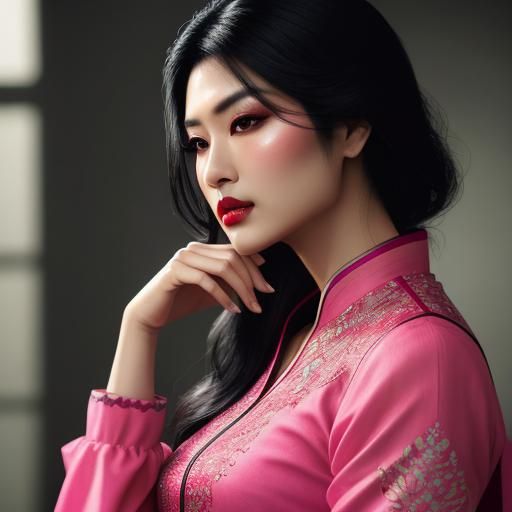 Beautiful Asian Woman in Pink Kurti