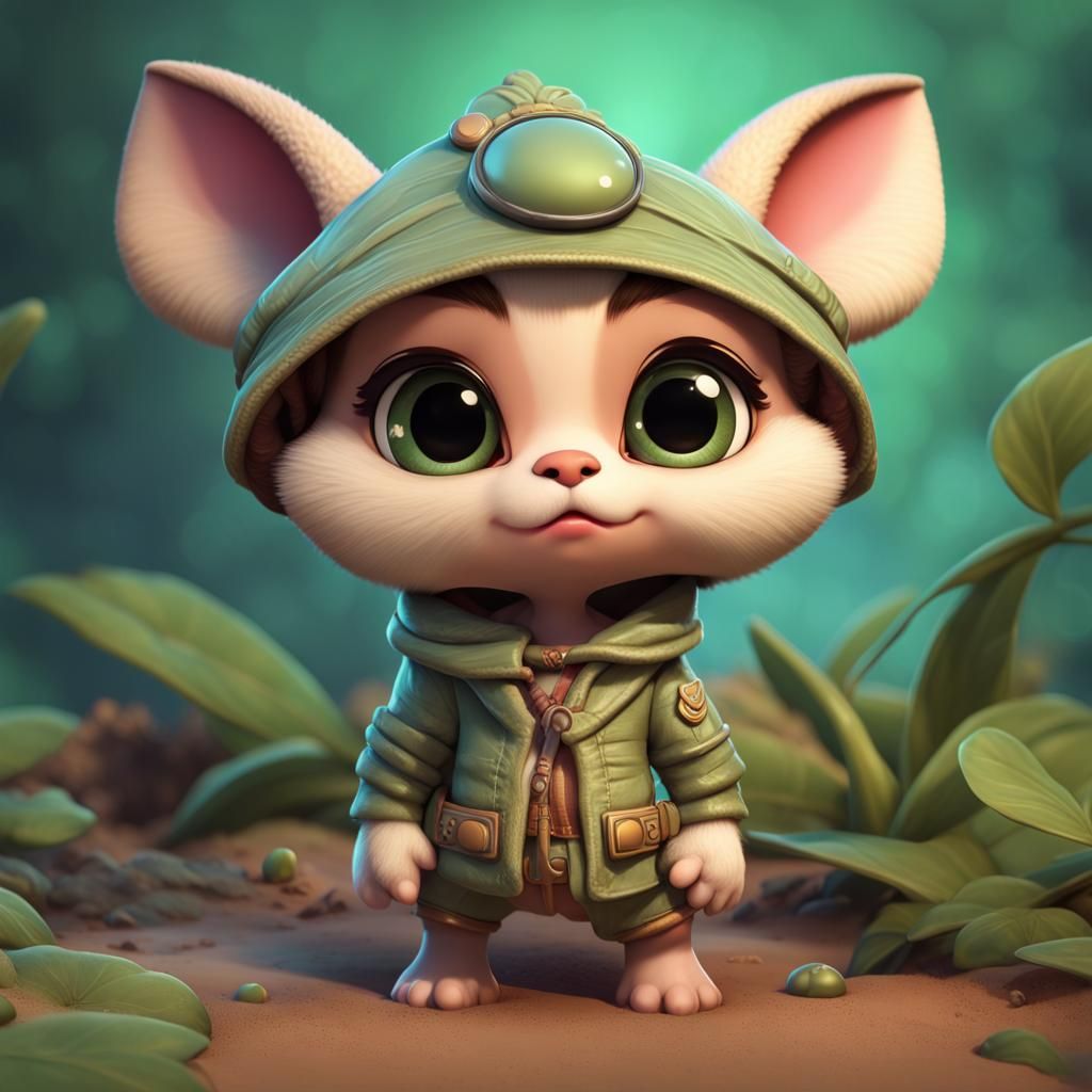 Cute Chibi Gremlins Play in Dirt: 3D Digital Art