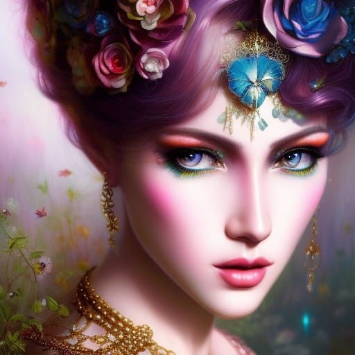 Rococo Girl in Red Restaurant: Hyperdetailed 8K Portrait