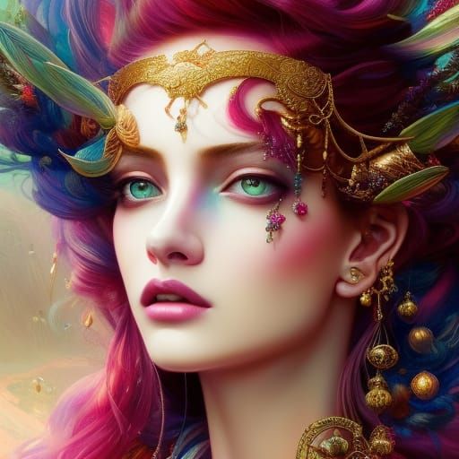 Gorgeous Girl at Restaurant in Rococo Style