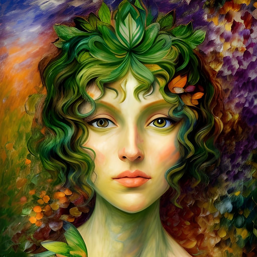 Beautiful Forest Fairy Portrait in Surrealist Style