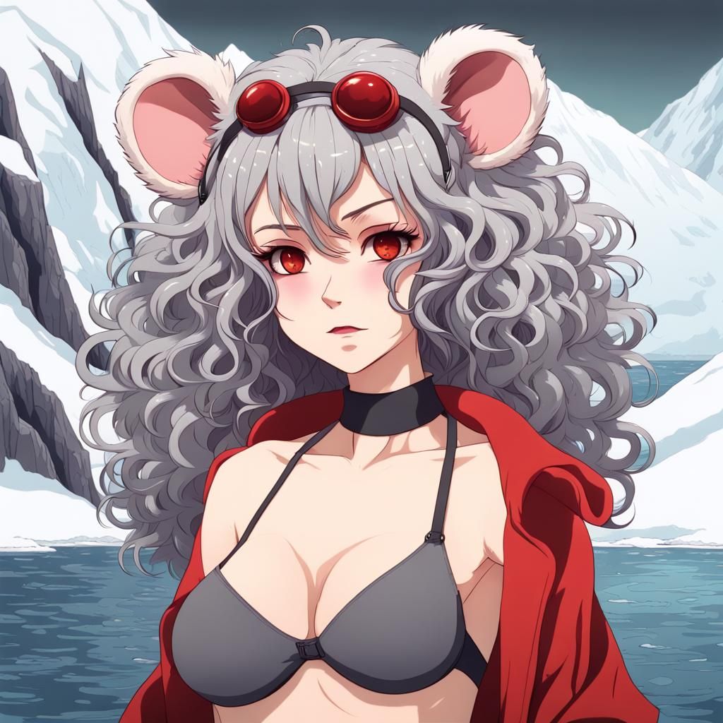Anime Woman with Rat Features in Antarctic Wilderness