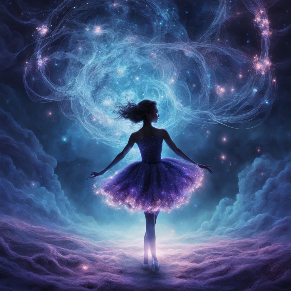 Ethereal Ballerina Silhouette in Cosmic Event Horizon