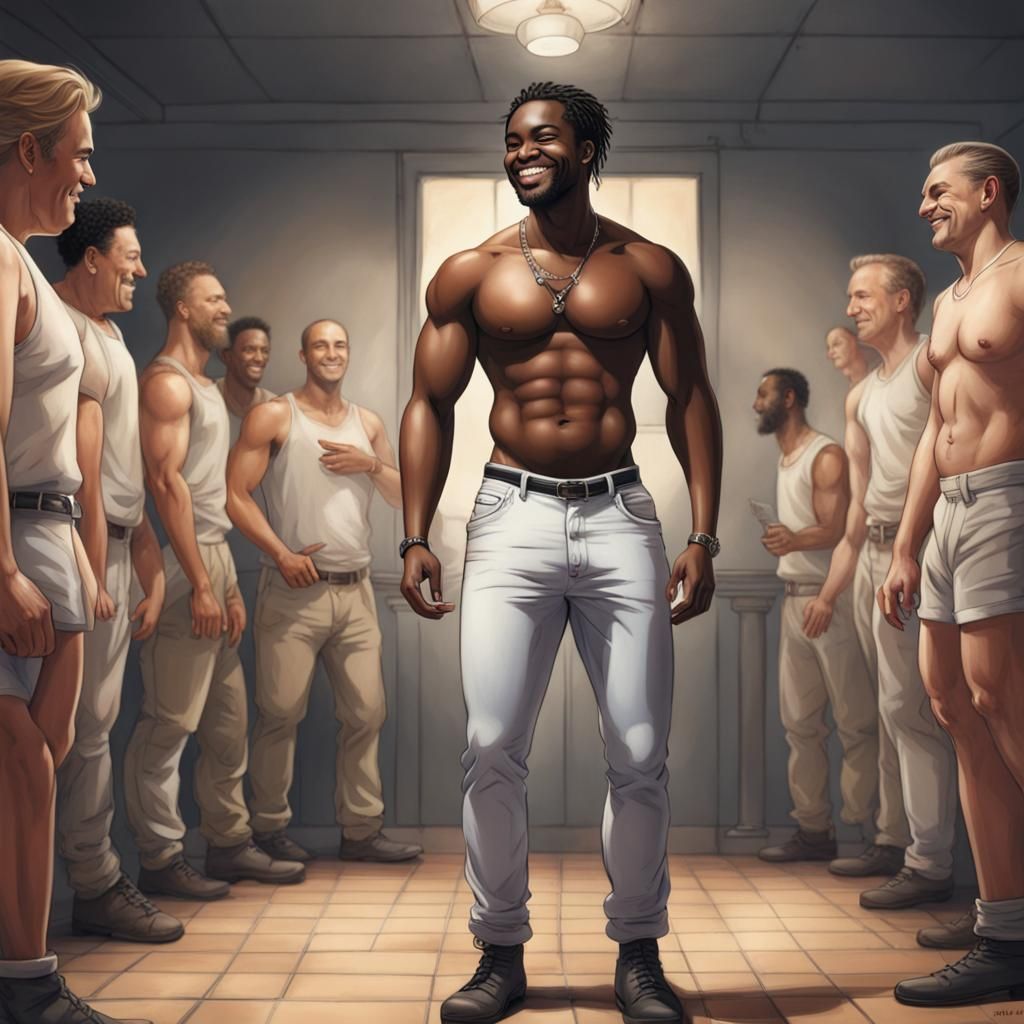Hyperdetailed Image: Contrasting Men in Prison Setting